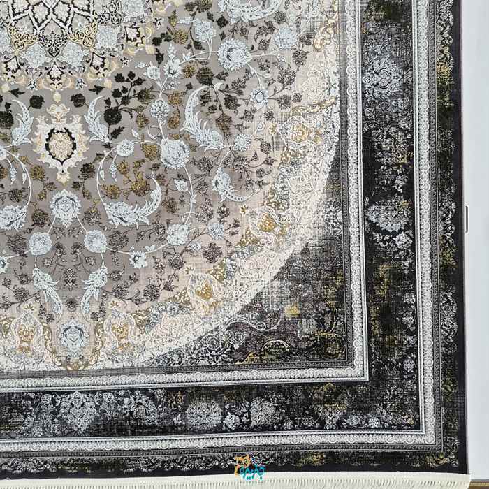 فرش ماشینی جزیره طرح جواهر سبز 1200 شانه گل برجسته
